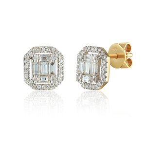 Gold 585 Baguette-Ohrringe mit Diamanten Post 0,49 ct