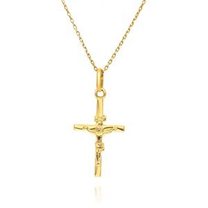 Gold-Anhänger Kreuz 585 schlichtes Kreuz mit Jesus Taufe Kommunion Konfirmation