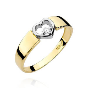 Gold Verlobungsring Herz mit 0,04 ct Diamant