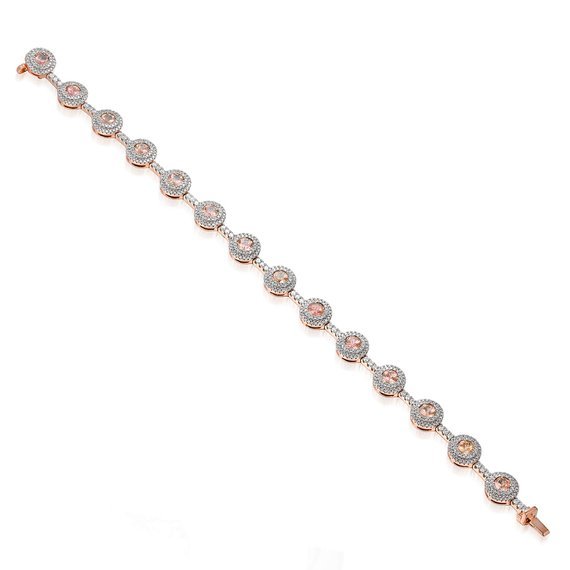 Damen 585 Goldarmband mit Diamanten und Morganit Roségold 5,90 ct