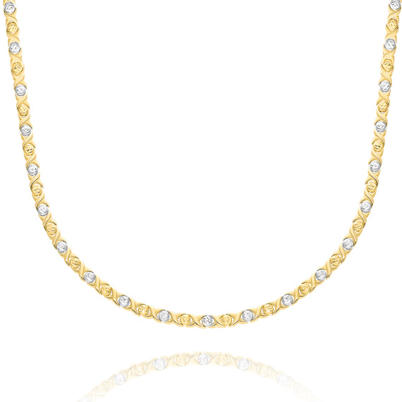 Damen Gold Halskette Halskette 585 Diamant Weiß und Gelbgold 50 cm