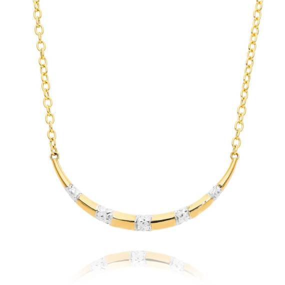 Damen Goldkette 585 Diamant Horn Weiß- und Gelbgold Fußkettchen Kette