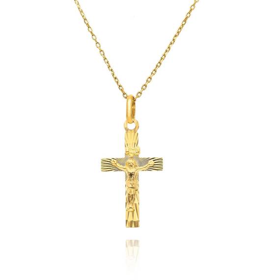 Gold 585 Diamant-Kreuz-Anhänger mit Christus