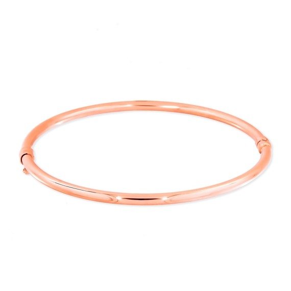 Gold steifen Kreis Armband glatt 585 Armreif Rose Gold mit Schnappverschluss