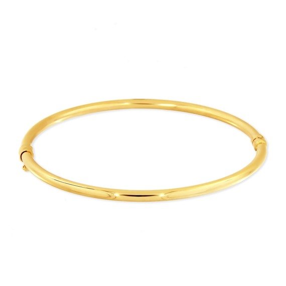 Gold steifes Kreisarmband glatt 585 Armreif gelbgold mit Schnappverschluss