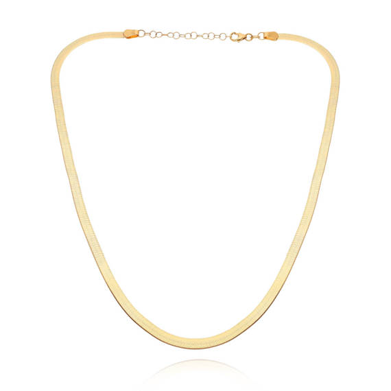 Goldband Halskette Adder 585 glatt 4,5 mm Länge 36-41 cm Choker 