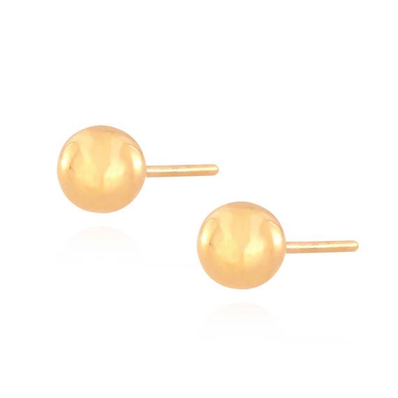 Goldene schlichte Kugelohrringe 5 mm mittelgroßer Ohrstecker