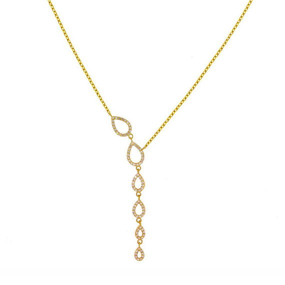 Goldkette Halskette mit Zirkonia Krawatte Teardrop 585 aus der Kollektion Persephone