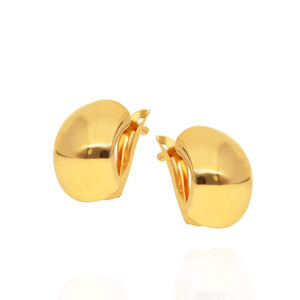 Goldene Ohrringe 585 glatt breit mit englischem Verschluss