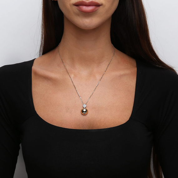 Gold Halskette 585 Zirkonia Anhänger Kette Knöchel 42 cm