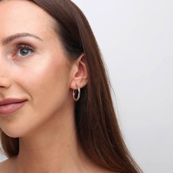 Goldene doppelte Creolen 585 glatt spiralförmig gedreht