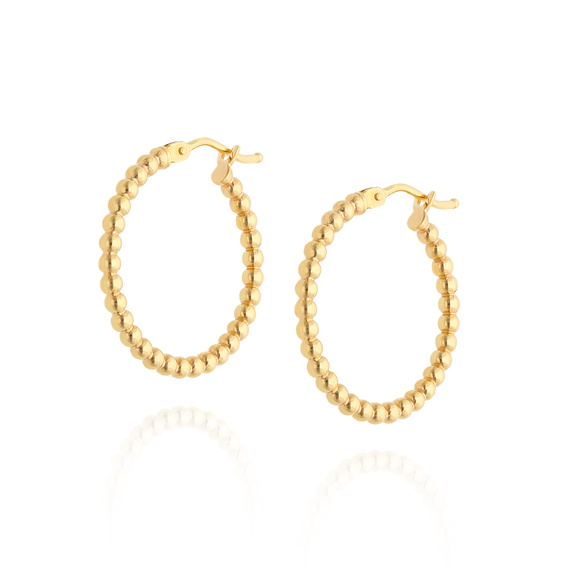 Kreis Ohrringe Gold 585 kleine Kugeln auf Snap 1,2 cm