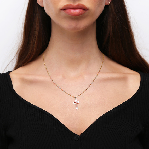 Goldanhänger 585 schlichtes schmales Kreuz