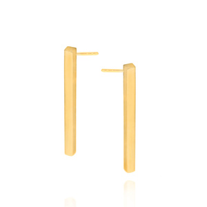 Goldene Ohrstecker 585 lang glatt klassisch mit Steckverschluss