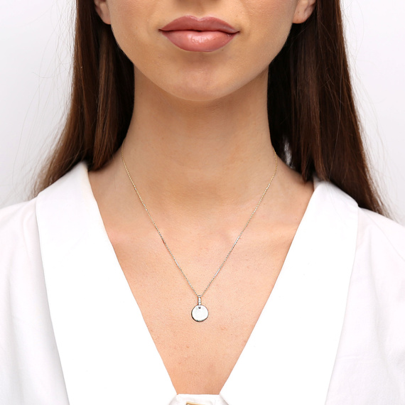 Goldene Festkette 585 glatter Kreis mit Zirkonen 42 cm