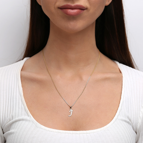 Gold-Anhänger 585 Buchstabe schräg J