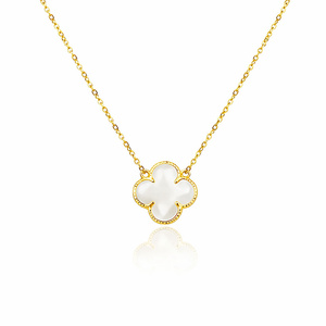Goldklee-Halskette 585 Kleeblume Perlmutt natur 42-45 cm