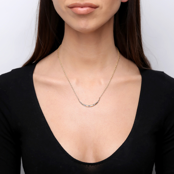 Damen Goldkette 585 Diamant Horn Weiß- und Gelbgold Fußkettchen Kette