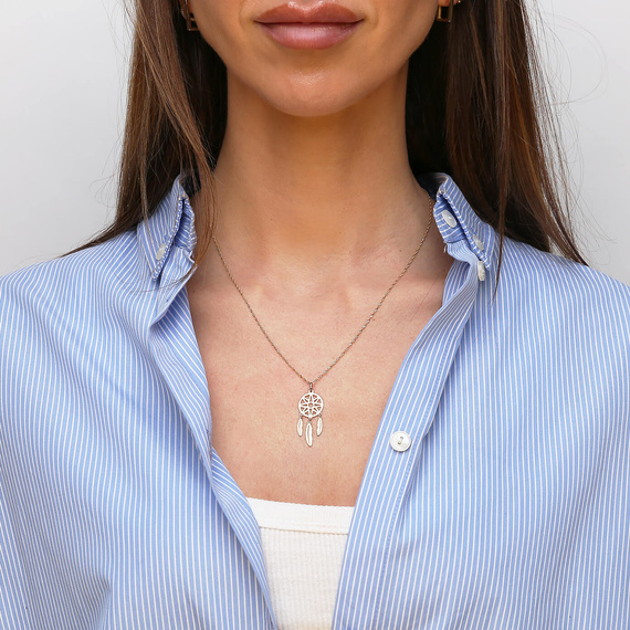 Gold 585 Traumfänger Feder Celebrity Halskette