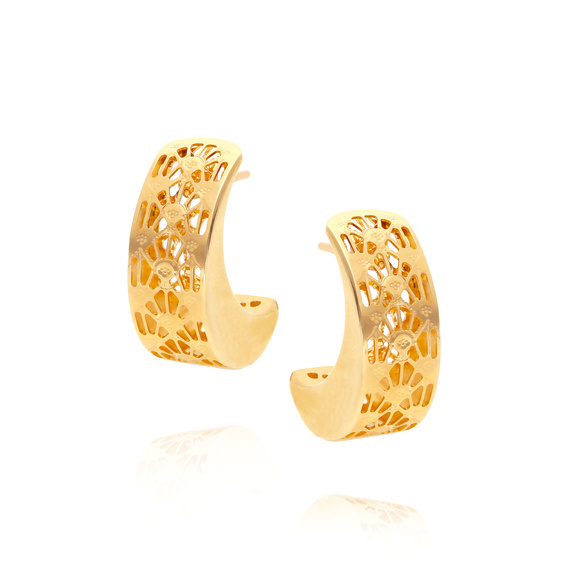 Gold 585 durchbrochener Halbmond Ohrringe Post-Verschluss
