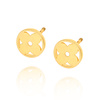 Gold 585 runde Blumen-Klee-Schrauben-Ohrringe