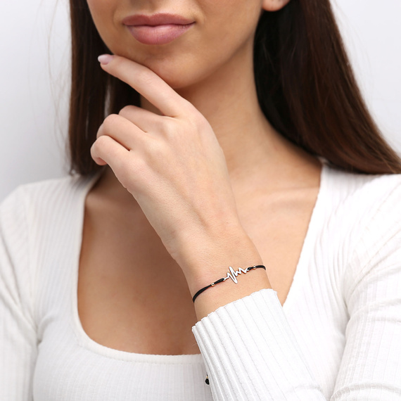 585 Goldarmband auf schwarzer Kordel pulse lifeline Perlen