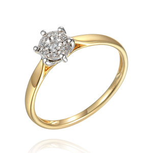 Goldverlobungsring mit 0,05 Karat Diamanten Illusionseffekt