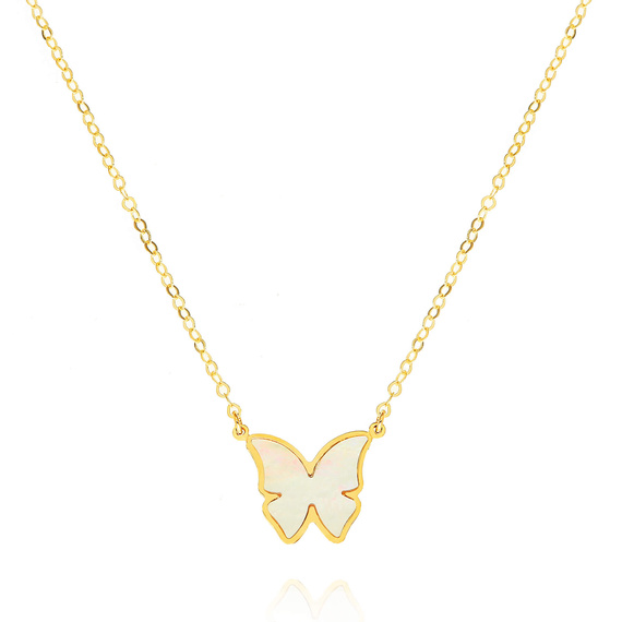 Gold Schmetterling Halskette 585 Schmetterling Perlmutt Diamant Fußkettchen Kette