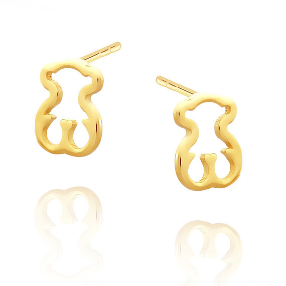 Goldstäbchen Teddybär-Ohrringe 585 Einfach