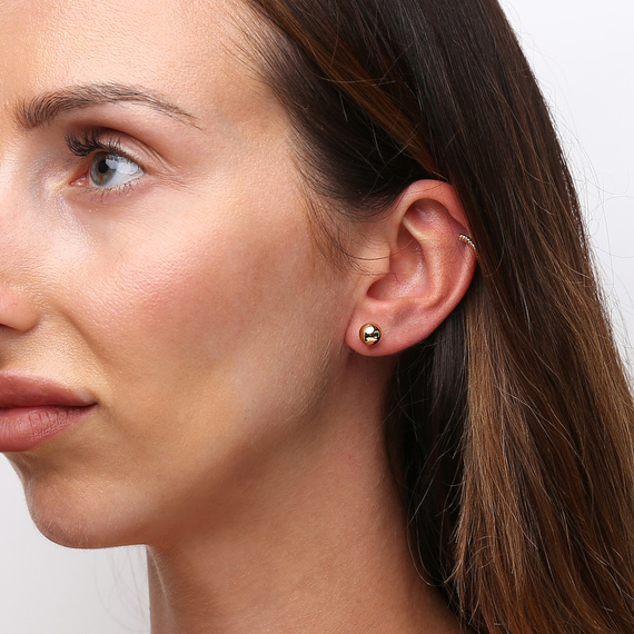 Goldene schlichte Kugelohrringe 7 mm großer Pfosten