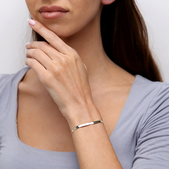 Armband gold band 585 breit adder glatt 4,5 mm Länge 17 - 19 cm