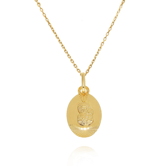 Goldener Anhänger 585 ovale Medaille mit der Muttergottes von Tschenstochau