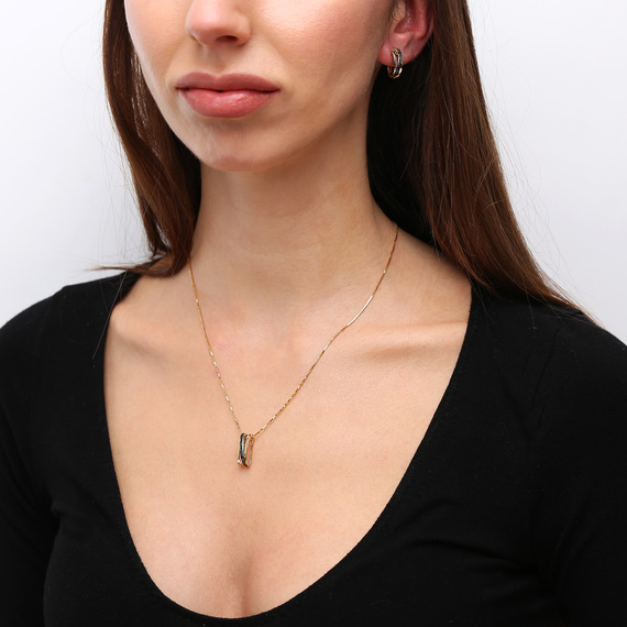 Langer Goldanhänger 585 mit schwarzen Diamanten 0,08 ct