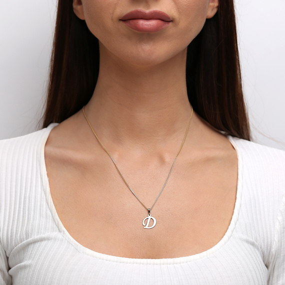 Gold-Anhänger 585 Buchstabe schräg D