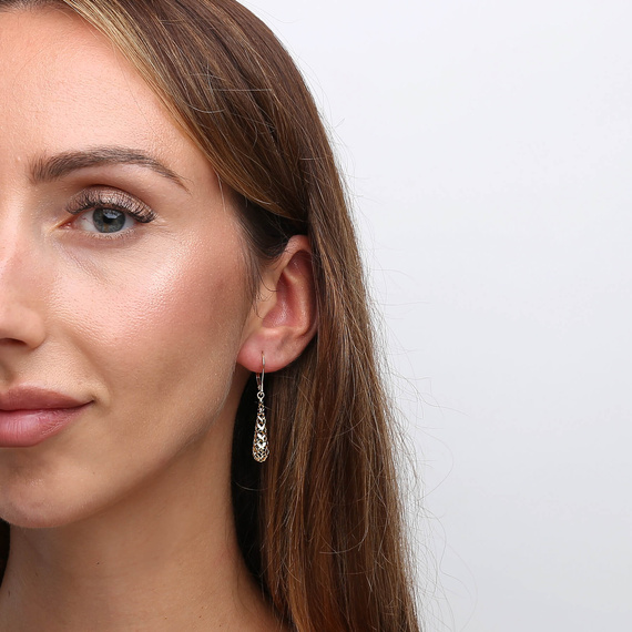 Gold durchbrochene Anhänger Ohrringe 585 Teardrops sopelki Englisch Verschluss Tränen