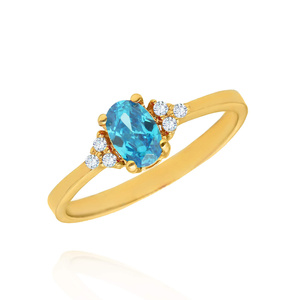Goldring 585 Saphir 0,43 Karat Diamanten 0,14 Karat