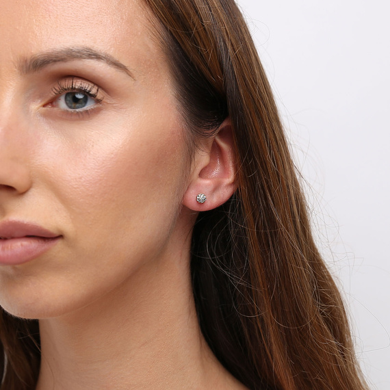 Goldohrringe 585 Kugeln mit Zirkonen