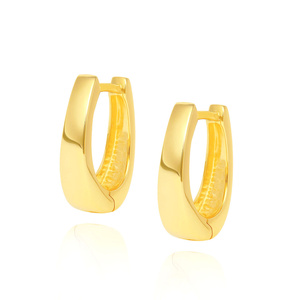 Goldene Ohrringe Kreise 585 erweiterbare Kreise mit Diamanten mit Verschluss 