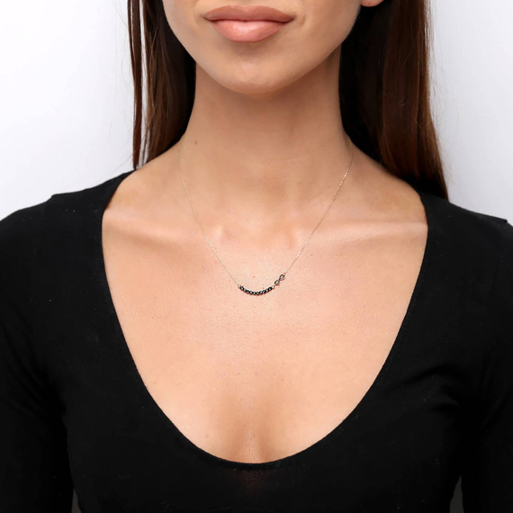 Unendliche goldene Halskette mit Hämatit 585 Nyks-Perlen