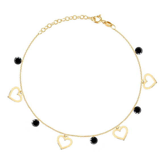 Gold-Bein-Armband mit Ringen 585 feierlichen Kreisen und Zirkonen