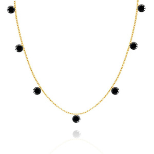 Gold 585 Choker-Halskette Schwarzer Zirkonia-Anhänger 7 Zirkonias