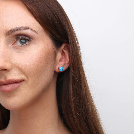 Goldene Ohrringe mit Topas 585 Topas 5,350 ct