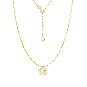 Gold Festkette 585 durchbrochene Kreis Weltkarte 42 - 45 cm