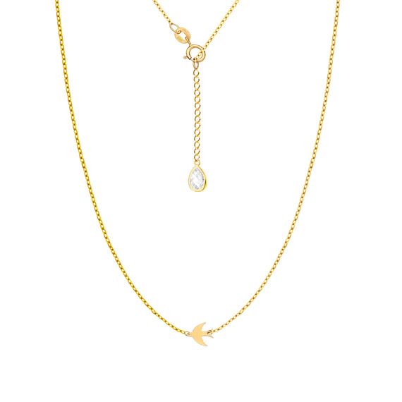 Goldene Festkette 585 Schwalbe mit Zirkonia an der Schließe 42 - 45 cm