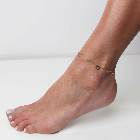 Gold-Bein-Armband mit Ringen 585 feierlichen Kreisen und Zirkonen