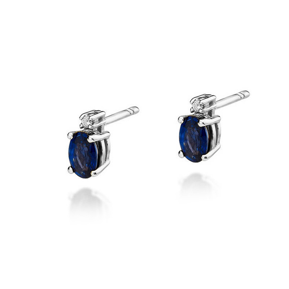 Gold 585 ovale Ohrringe mit Topas und Diamant 0,83 ct