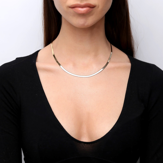 Goldband Halskette Adder 585 glatt 4 mm Länge 42-45 cm