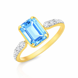 Goldring 585 Saphir 0,43 Karat Diamanten 0,14 Karat 