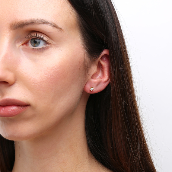 Gold-Ohrringe 585 ovale Rubine Diamanten 0,71 ct