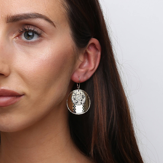 Gold-Anhänger Ohrringe 585 durchbrochene englische Kreise